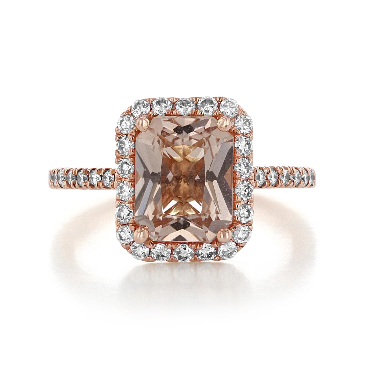 Oval Cut Morganite Engagement Ring – Vanessa – Sunday Island Jewelry