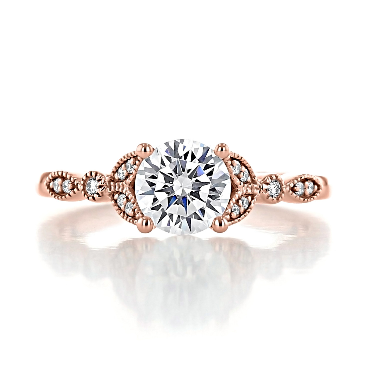 1.00 Ct. Round Moissanite Rose Gold Pavé Engagement Ring (FG57-M)