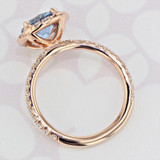 0.90 ct Round Shape Aquamarine Halo Rose Gold Engagement Ring (2006300)