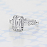 1.00 Ct. Emerald Shape Moissanite Gabriel NY Three-Stone Platinum Engagement Ring (2006177)