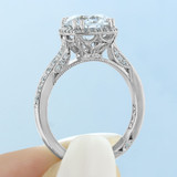 2.20 Ct. Round Moissanite Platinum Tacori Dantela Engagement Ring (2620RDLGP-M)