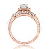 1.00 Ct. Emerald Cut Moissanite Rose Gold Halo Engagement Ring (GC26R-M)