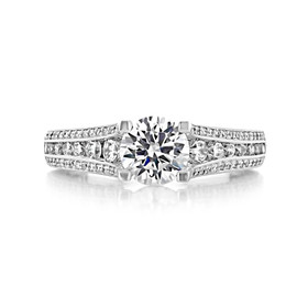 1.00 ct Tacori Classic Crescent White Gold Engagement Ring (HT2513RD65)