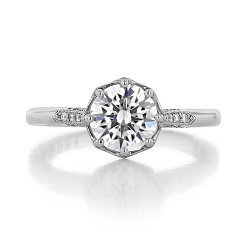 1.50 Ct. Round Moissanite Platinum Simply Tacori Pavé Engagement Ring (2653RD75-M)