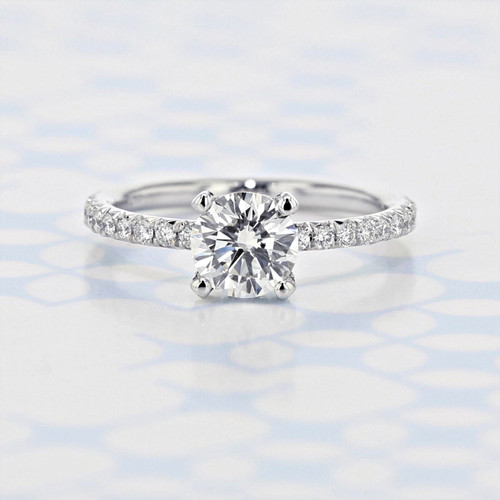 1.00 ct Round Shape Lab Cultivated Diamond Micro-Prong Platinum Engagement Ring (2006406)
