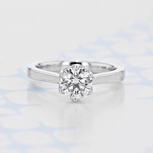 0.90 ct Round Shape Lab Cultivated Diamond Solitaire  Platinum Engagement Ring (2006305)