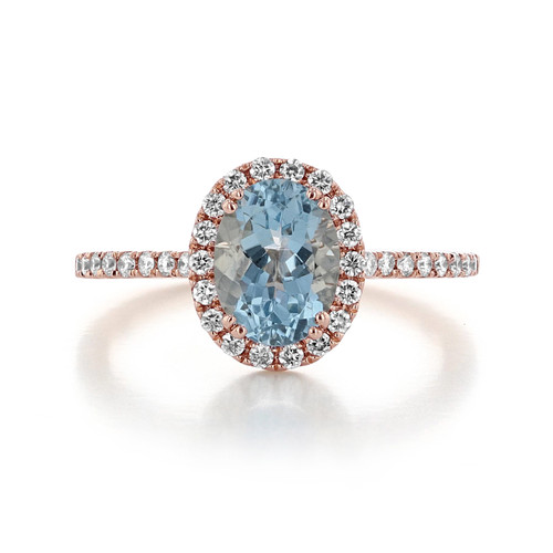 Rose Gold Aquamarine Engagement Ring (R0861-4AQ)