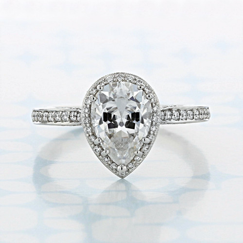 3.00 Ct. Pear Shape Moissanite Tacori Dantela Platinum Engagement Ring (2006808)