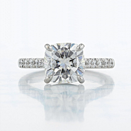 2.00 Ct Cushion Shape Moissanite Micro-Prong Platinum Engagement Ring (2006736)