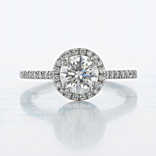 1.00 Ct. Round Shape Earth Mined Diamond Halo Platinum Engagement Ring (2006718)