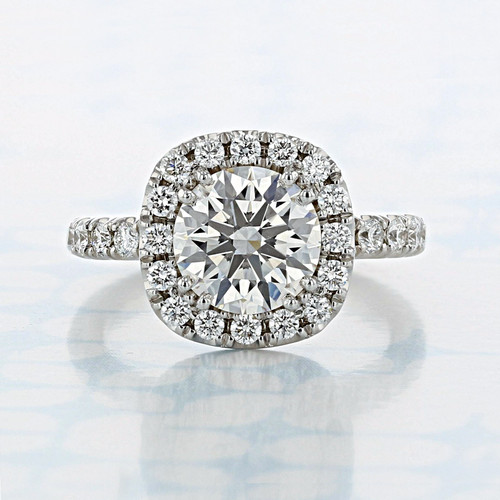 1.80 ct Round Shape Lab Cultivated Diamond Halo White Gold Engagement Ring (2006785)