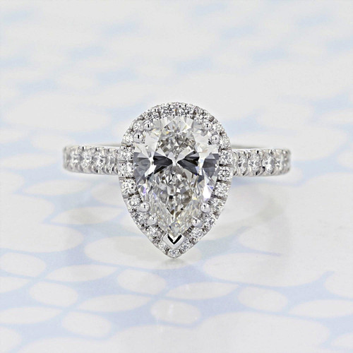 2.20 ct Pear Shape Lab Cultivated Diamond Halo Platinum Engagement Ring (2006503)