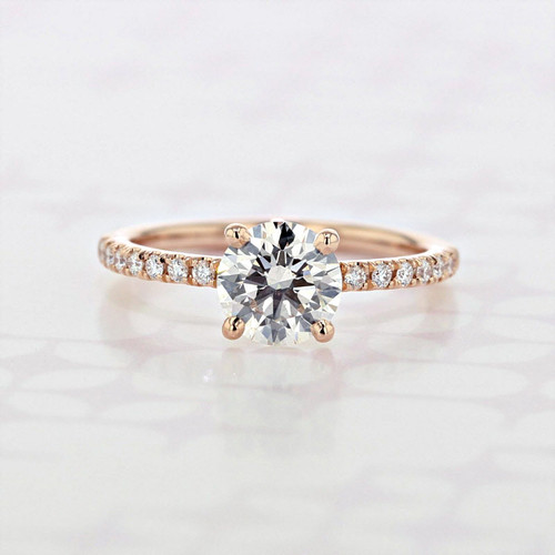 1.30 ct Round Shape Lab Cultivated Diamond Micro-Prong Rose Gold Engagement Ring (2006433)