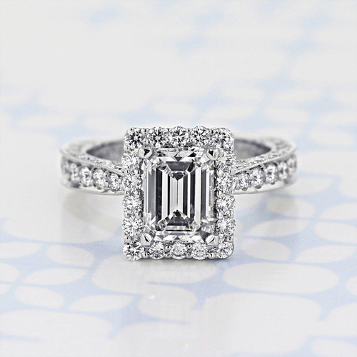 Emerald Shape Tacori RoyalT Platinum Engagement Ring (2006552)