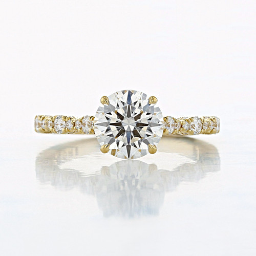 2.00 ct Round Shape Lab Cultivated Diamond Tacori Petite Crescent Yellow  Gold Engagement Ring (2006855)