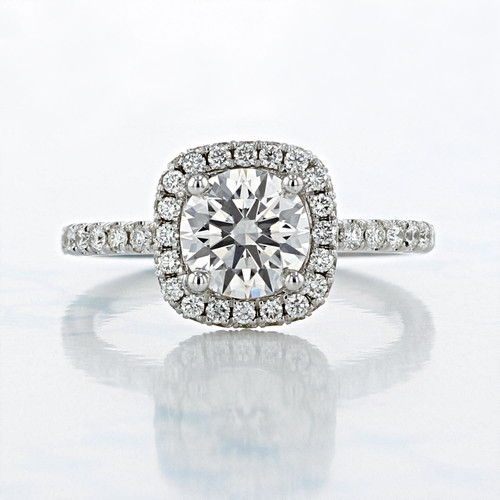 1.30 ct Round Shape Lab Cultivated Diamond Halo White Gold Engagement Ring (2006650)