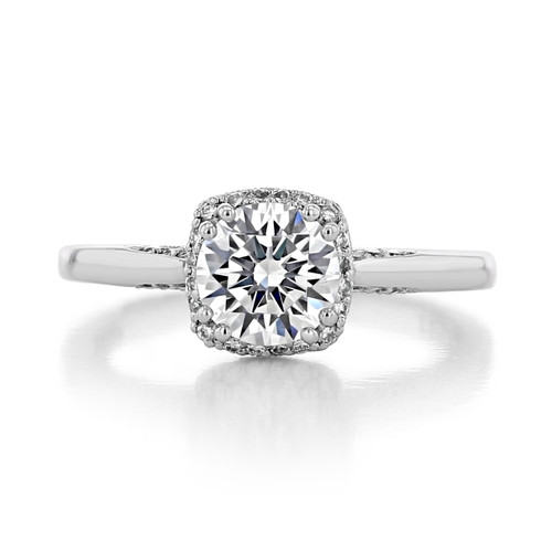 1.00 Ct. Round Moissanite Platinum Tacori Dantela Engagement Ring (2620RDSM-M)