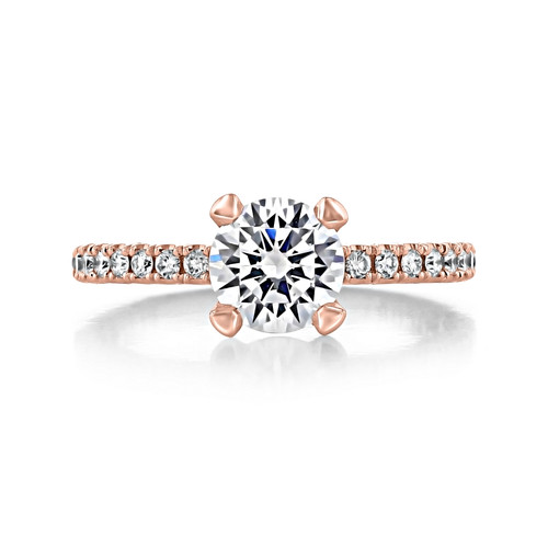 1.50 Ct. Round Moissanite Rose Gold Tacori Petite Crescent Engagement Ring (HT2545RD7PK-M)