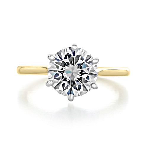 2.50 Ct. Round Moissanite 6-Prong Yellow Gold Solitaire Engagement Ring (EV117T-M)