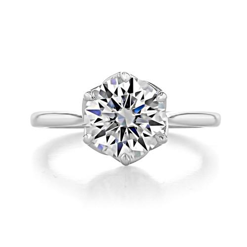 2.50 Ct. Round Moissanite 6-Prong Tulip Solitaire Engagement Ring (SO117-M)