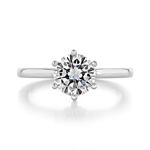 1.25 ct Round 6-Prong Solitaire White Gold Engagement Ring (EV17)