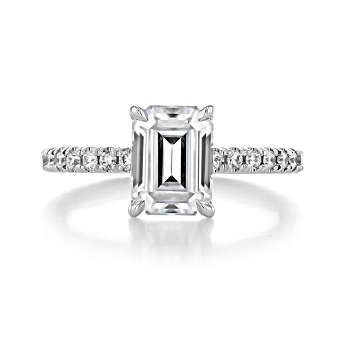 1.50 ct Emerald Cut Micro-Prong White Gold Engagement Ring (CR160EC)