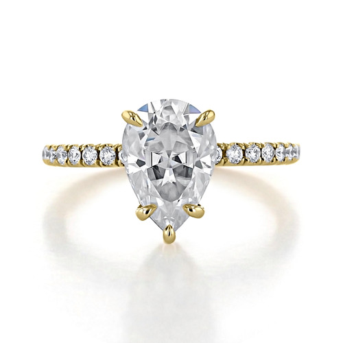 2 ct Pear Shape Hidden Halo Yellow Gold Engagement Ring (CR199-YG)