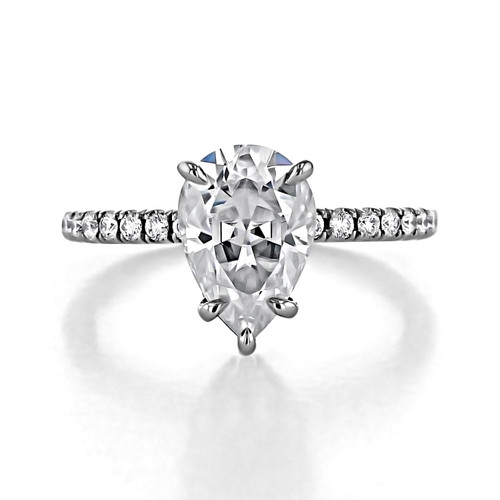 2 ct Pear Shape Hidden Halo White Gold Engagement Ring (CR199-WG)