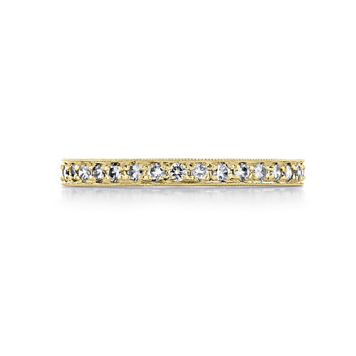 18K Yellow Gold Engraved Pavé-Set Diamond Band (BK03-YG)