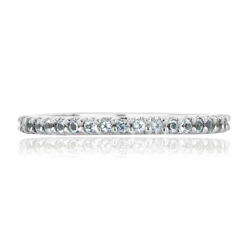 14K White Gold Blue Topaz Stackable Band (LB153)