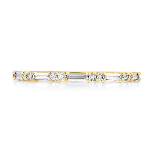 14K Yellow Gold Round and Baguette Diamond Band (R1176-YG)