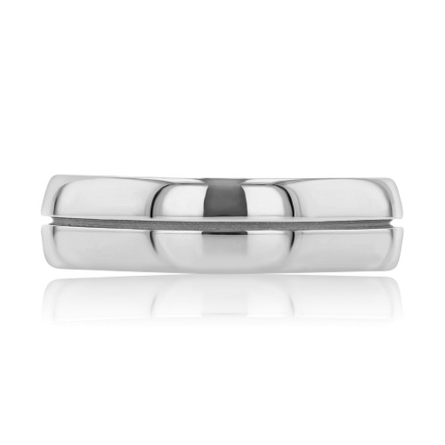 18K White Gold Men's Tacori Polished Low Dome Wedding Band (142-6-WG)