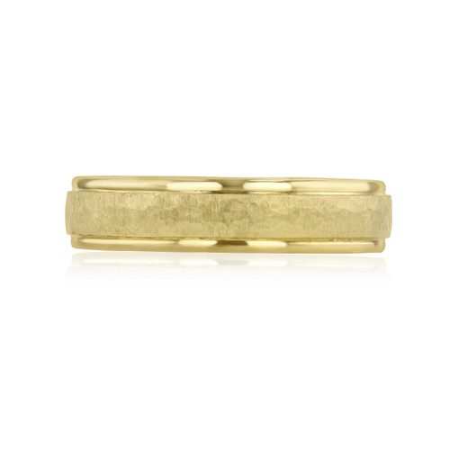 14K Yellow Gold 5mm Men's Hammered Center Wedding Band (11-12055-YG)