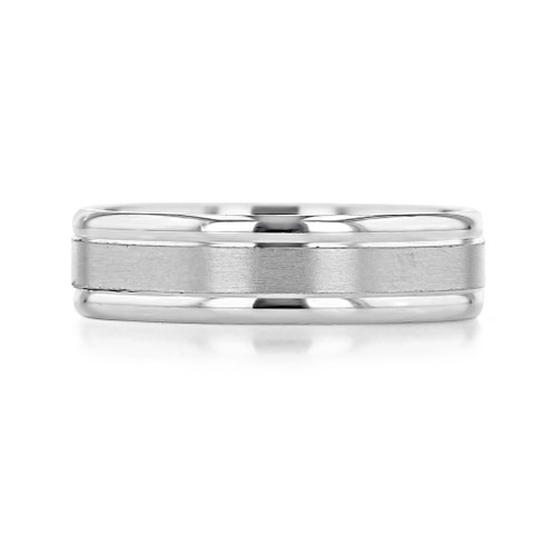 14K White Gold 6mm Men's Flat-Top Wedding Band (FG141-WG)