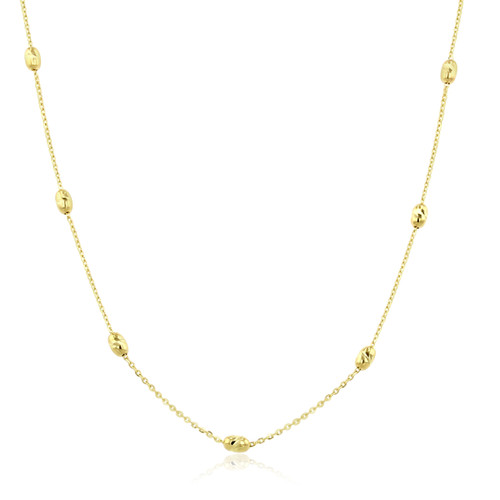 14K Yellow Gold Oval Beaded Necklace (5001936)