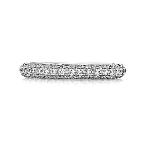 14K White Gold Triple Pavé-Set Diamond Band (LB256)