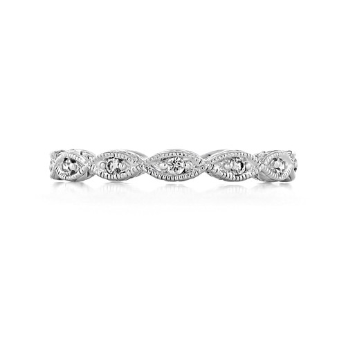 14K White Gold Marquise Shape Pavé Set Diamond Band (LB124)