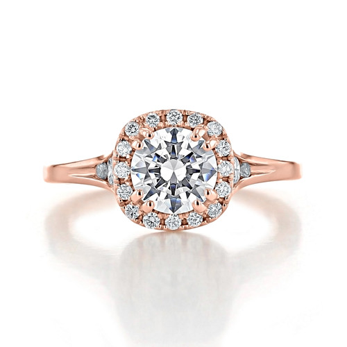 1 ct Round Halo Rose Gold Engagement Ring (EV13)