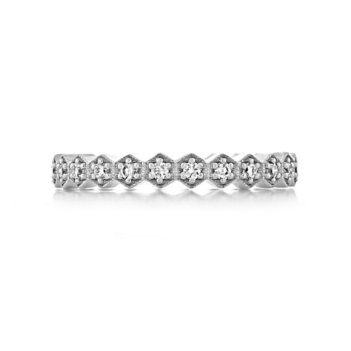 18K White Gold Hexagonal Pavé-Set Diamond Band (LB15)