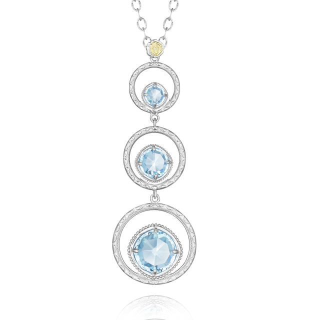 Gemma Bloom Three-Stone Sky Blue Topaz Fashion Necklace (SN14502)