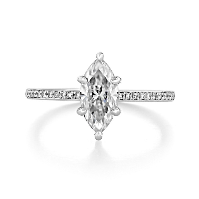 1.00 Ct. Marquise Shape Moissanite Pavé Engagement Ring (DC14MQ-M)