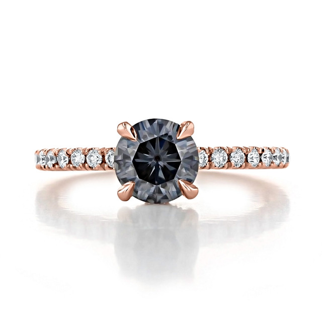1.00 Ct. Round Grey Moissanite Rose Gold Micro-Prong Engagement Ring (CR19R-M)