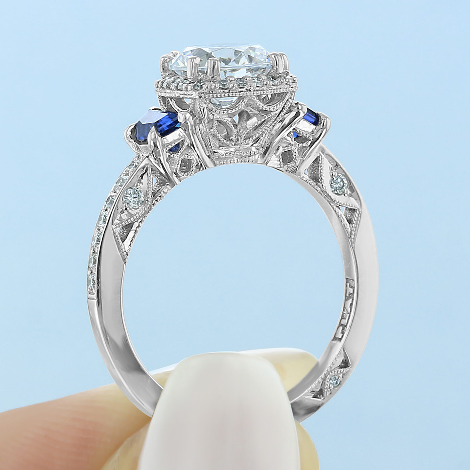 Platinum Tacori Sapphire Three-stone Ring | 2628RDSP-85M
