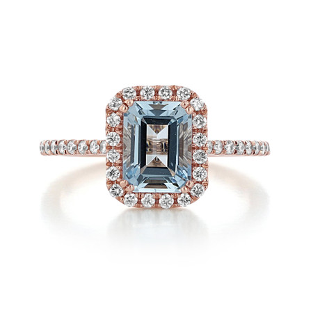 Rose Gold Aquamarine Engagement Ring | R1052-4AQ | Icing On The Ring
