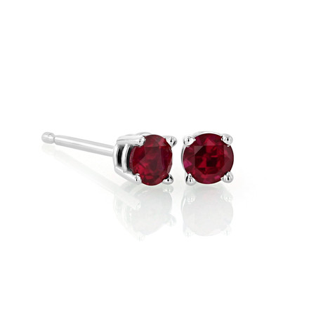 14K White Gold Ruby Stud Topaz Earrings | 4002117| Icing On