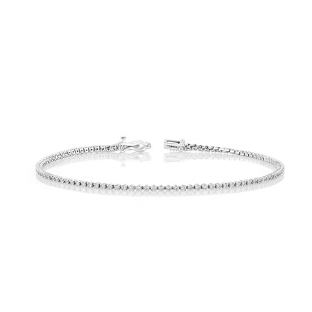 Bracelet Tennis Vintage En Or Blanc 9 Carats Avec Diamants - Occasion