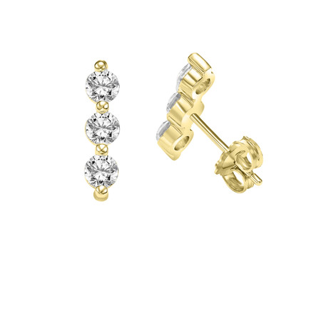 【HYERES LOR】24SS★ Essence Lab Diamond 14K 3stone Earrings 0.90ct Three Stone Lab Diamond Earrings (75-3209NY)
