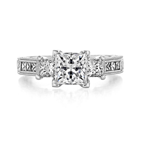 $3,200 Platinum 0.75ct Princess Cut Diamond Channel Set Wedding Band Ring  5.5