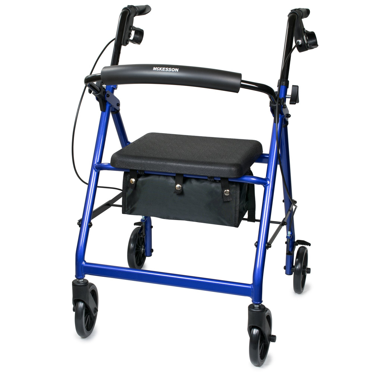 McKesson Lightweight Rolling Walker, 4 Wheels - Folding Aluminum Frame, 32  in to 37 in Handle Height - Simply Medical