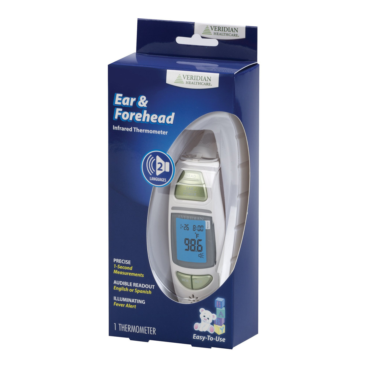 Veridian Ear & Forehead Talking Infrared Thermometer